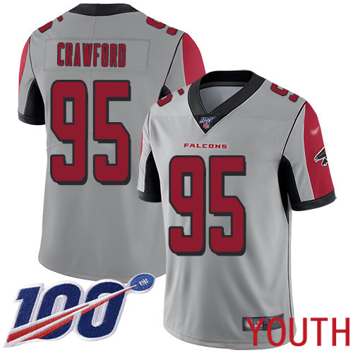 Atlanta Falcons Limited Silver Youth Jack Crawford Jersey NFL Football #95 100th Season Inverted Legend->youth nfl jersey->Youth Jersey